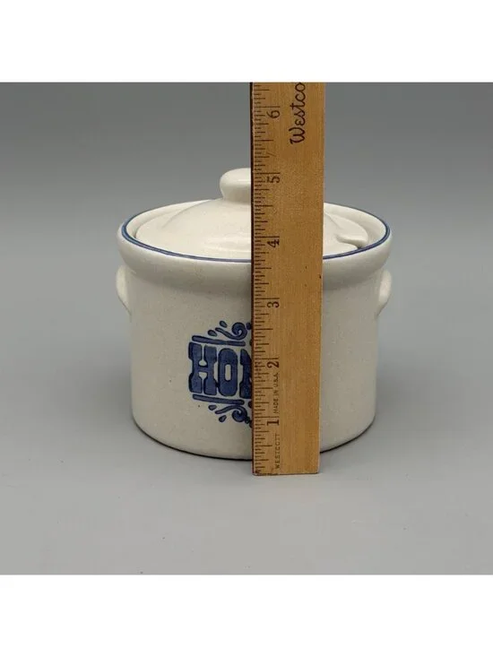 Pfaltzgraff Yorktowne 16oz Stoneware Honey Pot & Lid #480 Blue Lettering - Picture 5 of 9